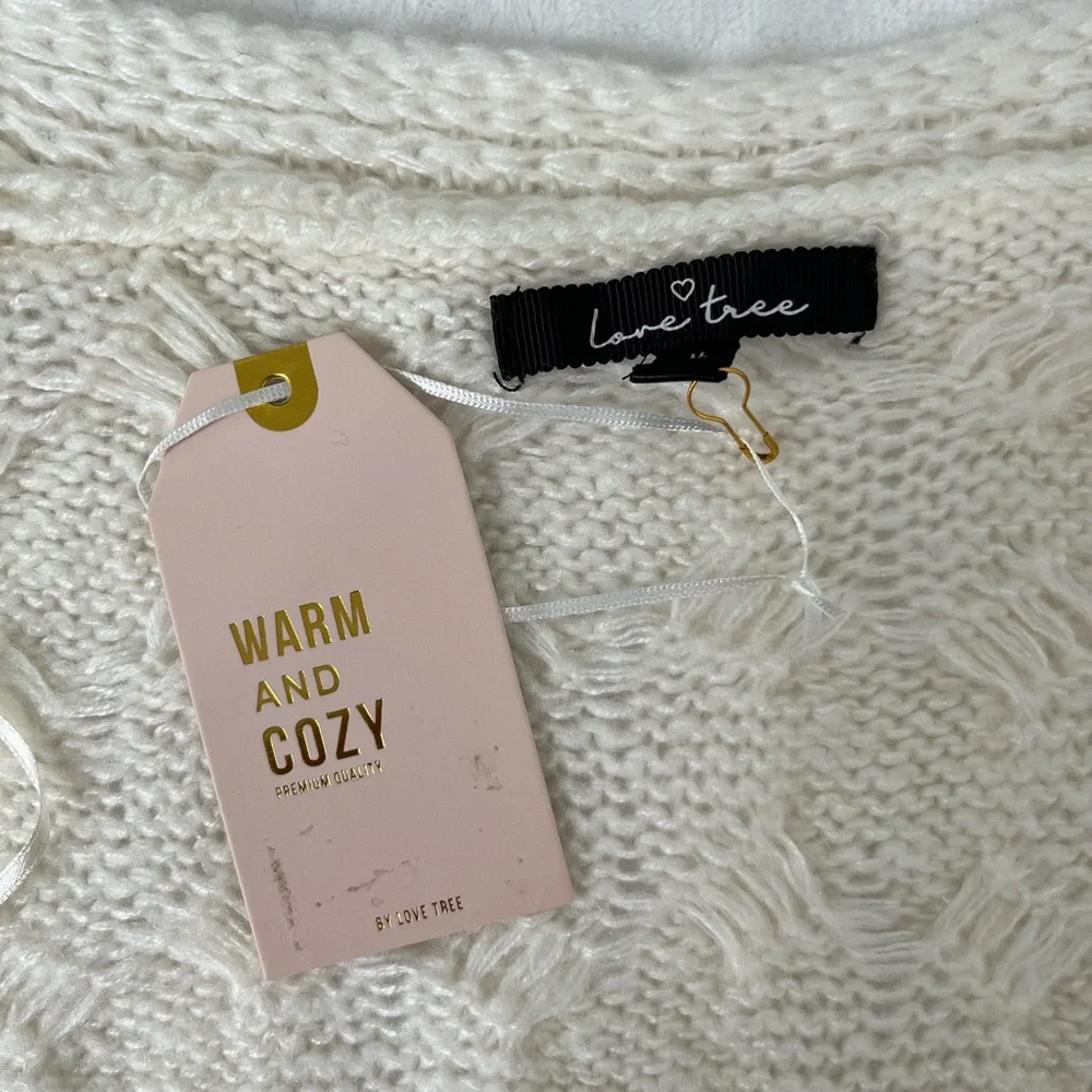 Love Tree NWT Cream Knee Length Sweater size M - Picture 6 of 7